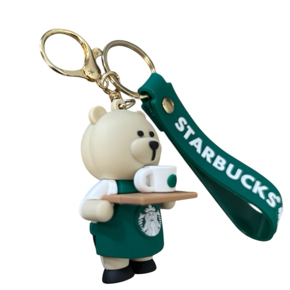 Starbucks Bearista Keychain Green Strap Coffee Lover Bag Charm 8”L - NWOT - Picture 4 of 10